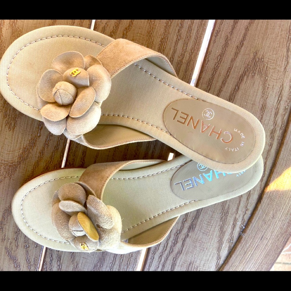 Authentic Chanel camellia sandals